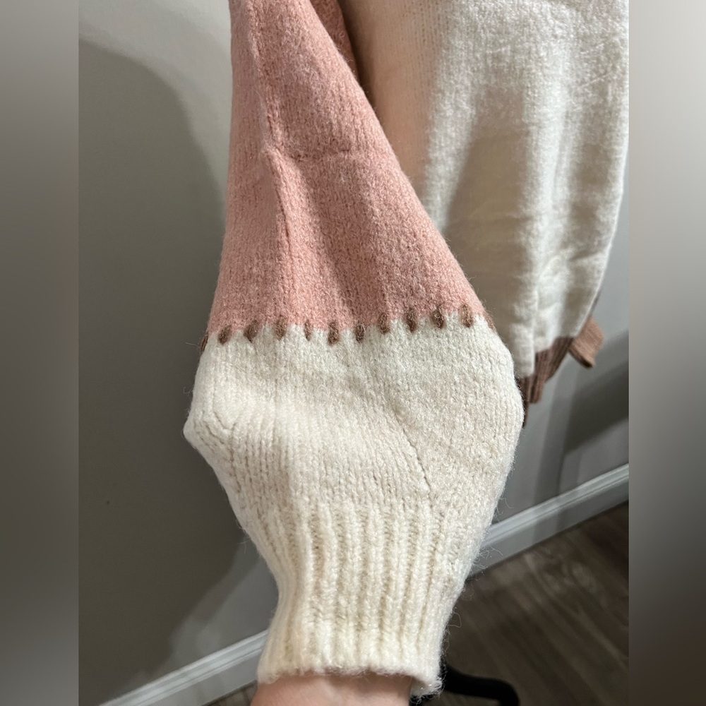 Soft Colorblock V Neck Long Sleeve Pullover Sweater - Picture 6 of 8